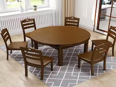 Traditional Style Wooden Dining Table With 6 Chairs For Home Kitchen Living Room Hotel Or Apartment Use